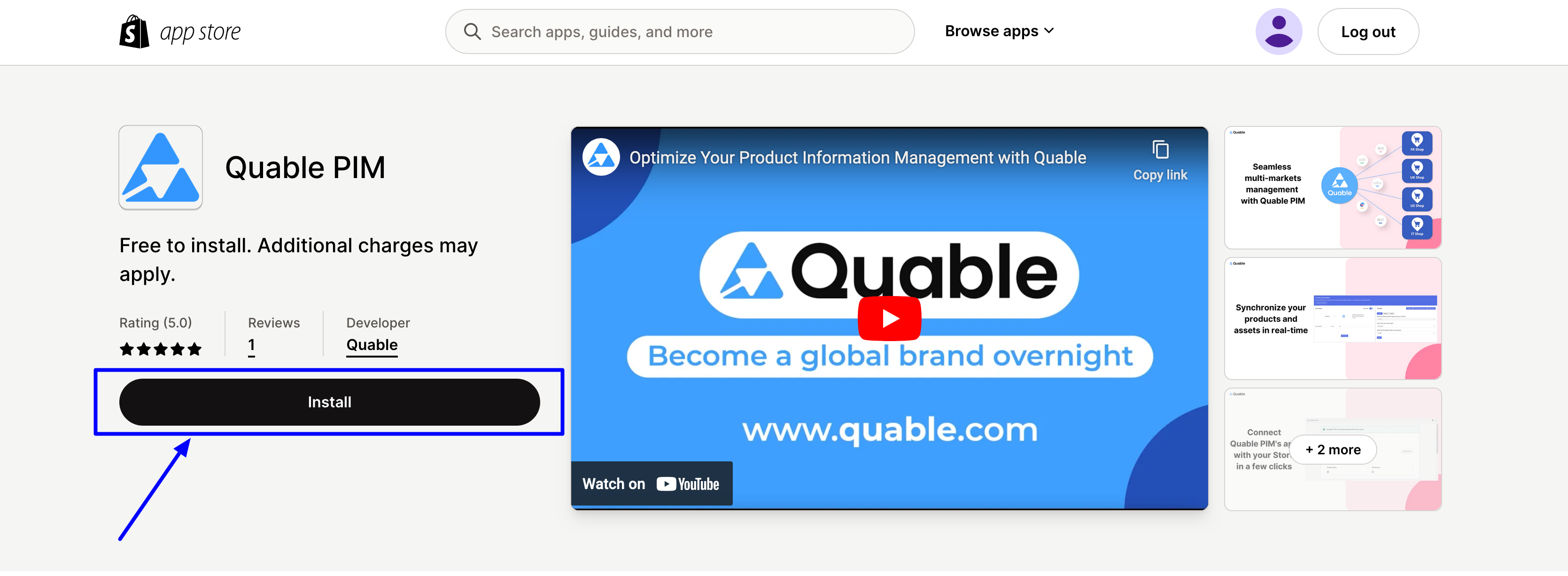 Quable PIM with Shopify - Install